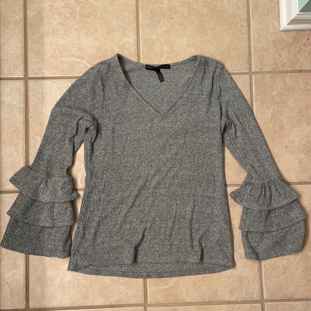 White House black market long sleeve lite grey sweater
